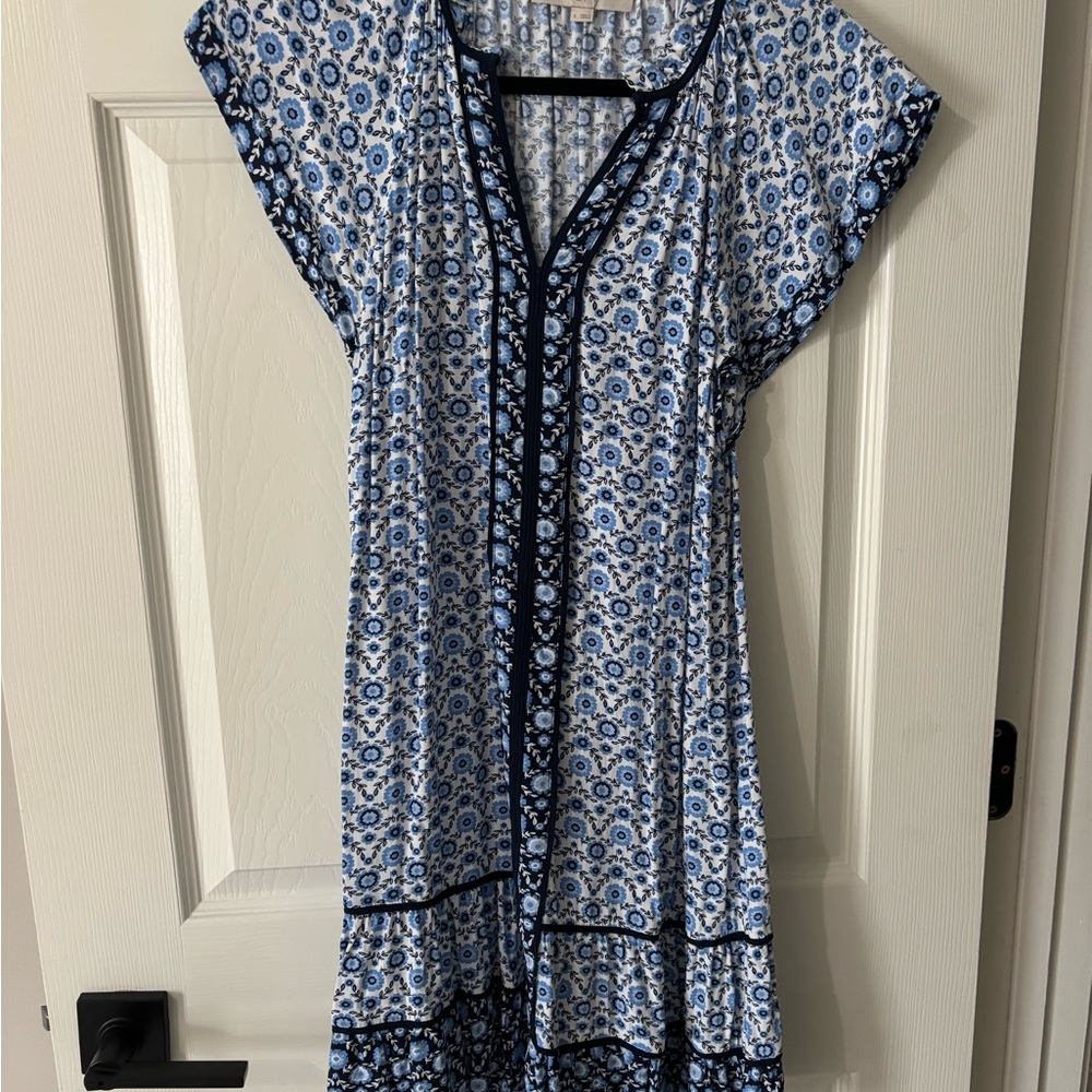 LOFT Blue and White Floral Mini Dress